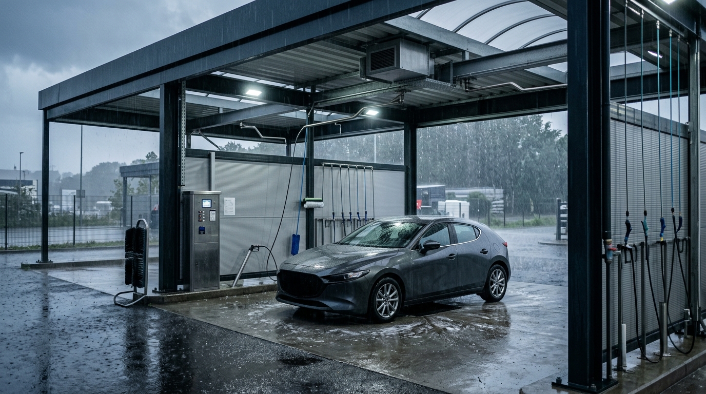 雨の日こそ洗車すべき?屋根付きコイン洗車場のメリットと拭き取りのコツ・雨天洗車がおすすめな理由